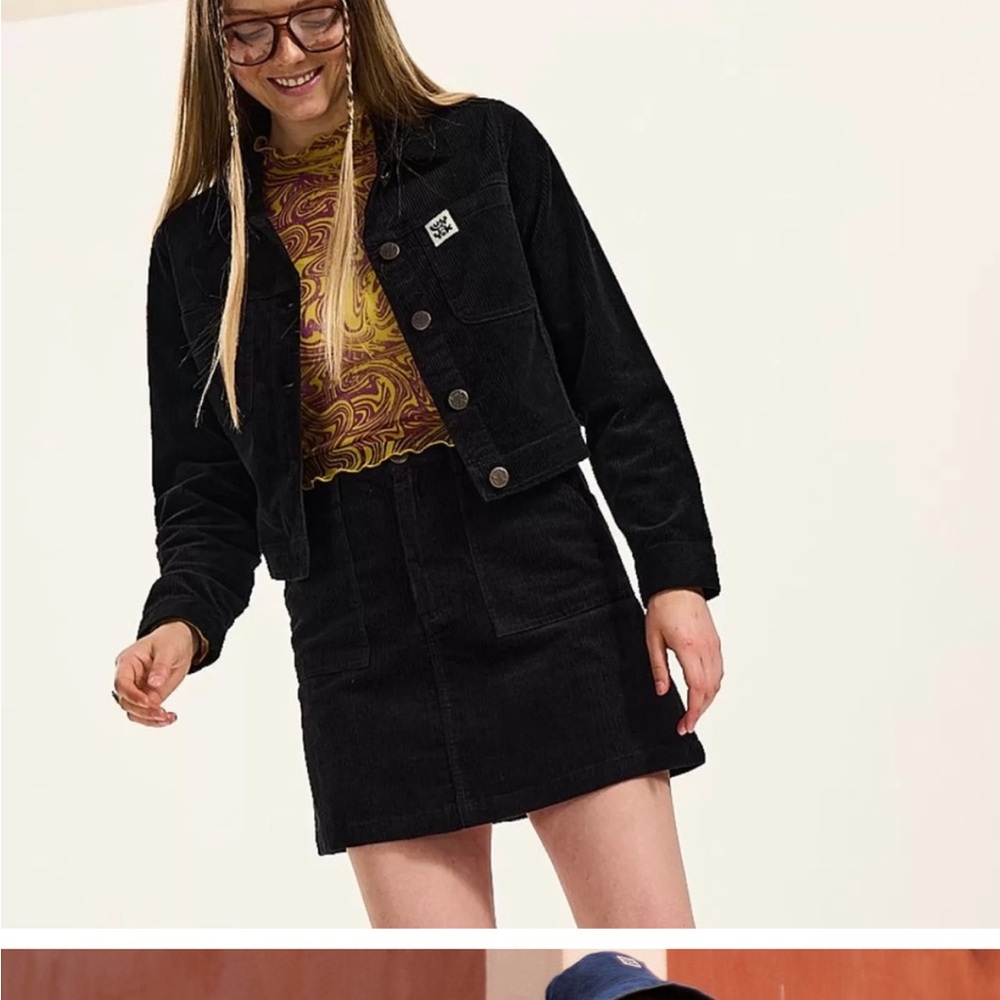 Lucy & Yak Black Blair Corduroy Mini Skirt